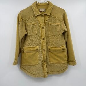 Pilcro Anthropologie Top Women XS Petite Yellow Button Up Knit Long Sleeve Boho